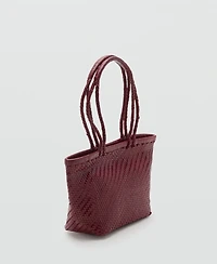 Mango Women's Braided Leather Shoulder Bag