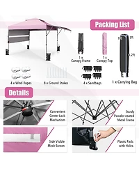 10'x17.6' Outdoor Instant Pop-up Canopy Tent Dual Half Awnings Adjust Patio