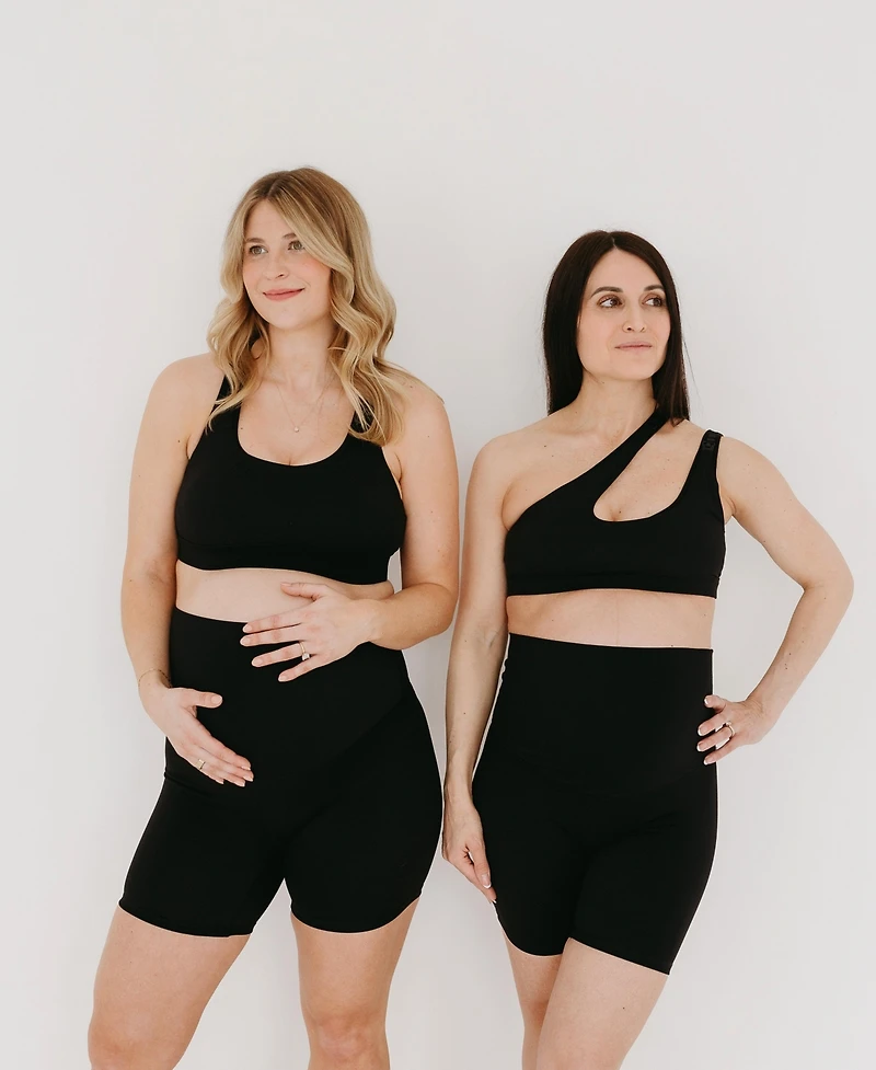 Axk Maternity Athletic Bike Shorts with Supportive Belly Band