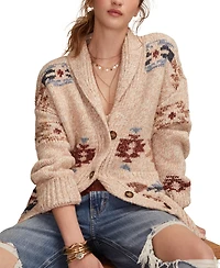 Lucky Brand Women's Santa Fe Horse V-Neck Cardigan