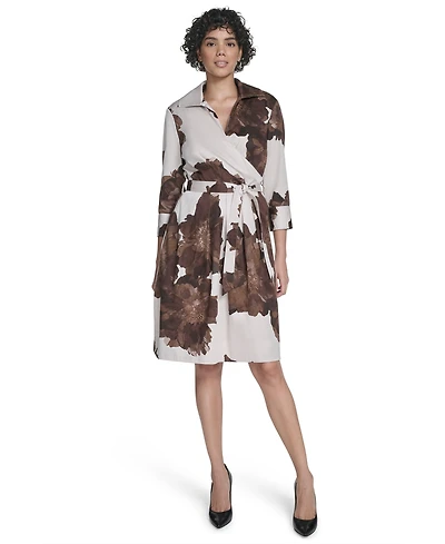 Calvin Klein Women's V-Neck Shirt Dress