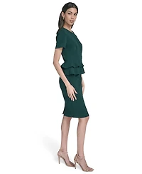 Calvin Klein Women's Short Sleeve Peplum Sheath Dress