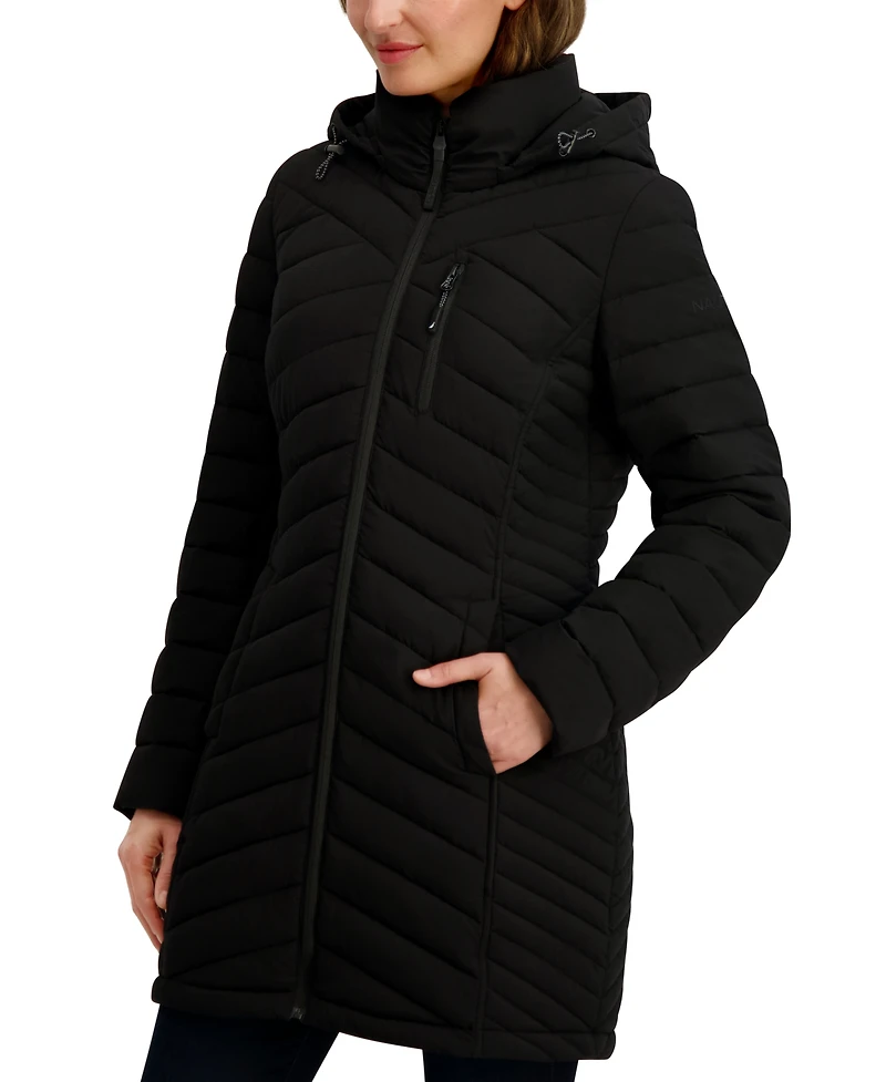 Nautica Women's Hooded Water-Resistant Puffer Coat