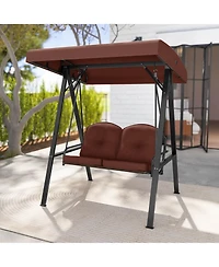 Costway 2-Person Outdoor Porch Swing Loveseat with A-Shaped Metal Stand