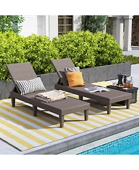 Outdoor Chaise Lounger Chair 3-Position Reclining Chair with Waterproof Rattan