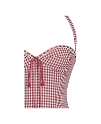 Miss Circle Women's Susanna Red Gingham Halter Drop Waist Midi Dress