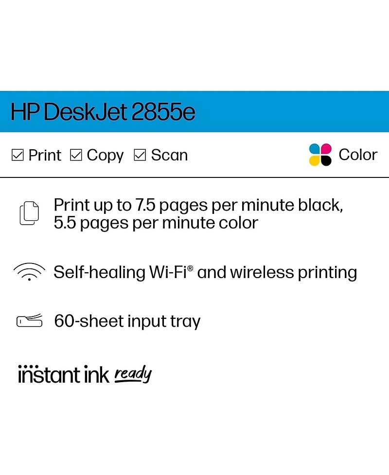 Hp DeskJet 2855e All-In-One Wireless Inkjet Printer