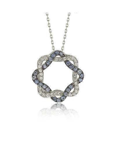 Suzy Levian New York Sterling Silver Sapphire & Created White Whimsical Circle Pendant