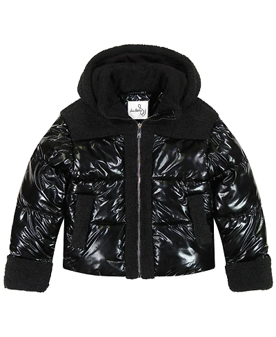 Sam Edelman Big Girls Metallic Mixed Media Puffer Jacket
