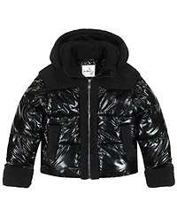 Sam Edelman Big Girls Metallic Mixed Media Puffer Jacket