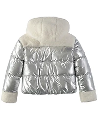 Sam Edelman Big Girls Metallic Mixed Media Puffer Jacket