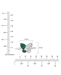 Malachite and Cubic Zirconia Butterfly Ring Necklace Set Sterling Silver