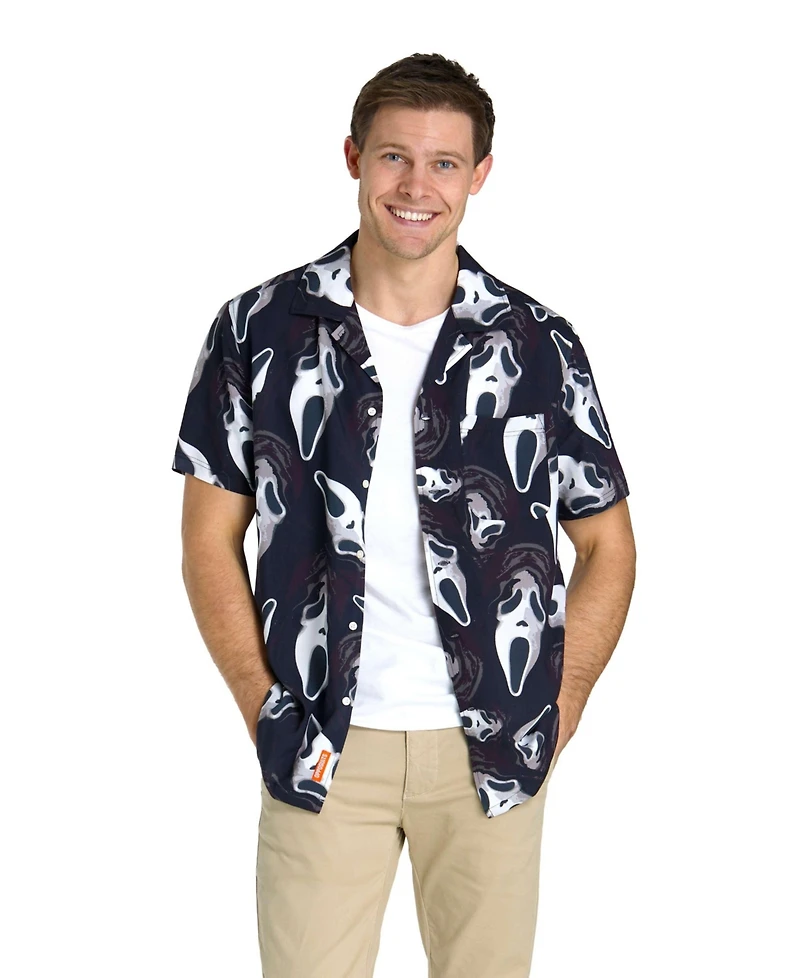 OppoSuits Men's Official GhostFace Hawaii Shirt - Halloween Themed Party Short Sleeve Multicolor