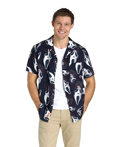 OppoSuits Men's Official GhostFace Hawaii Shirt - Halloween Themed Party Short Sleeve Multicolor