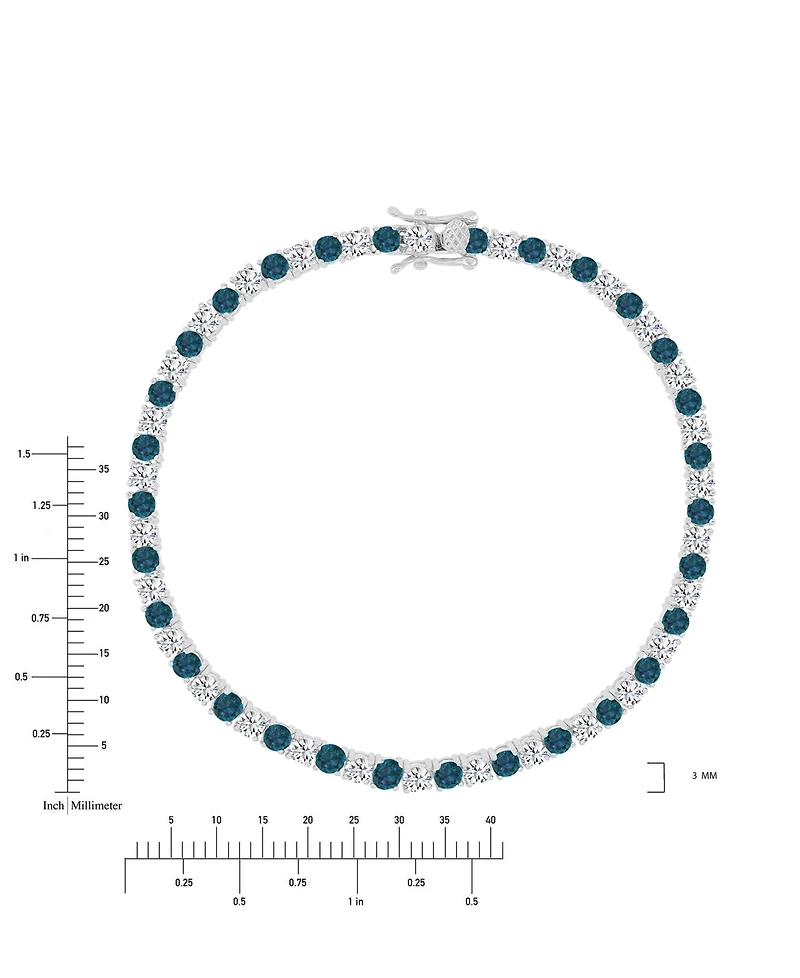 Round-Cut Cubic Zirconia Bracelet Sterling Silver