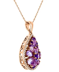 Rose De France & Amethyst Two-Stone 18" Pendant Necklace in 14k Rose Gold-Plated Sterling Silver