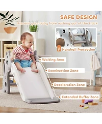 Qaba Kids Slide with Climber and Basketball Hoop, 3-in-1 Baby Slide,