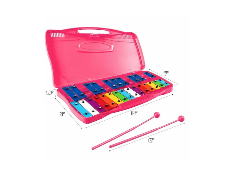 Akiudex 25-Note Portable Xylophone with Rainbow Keys and Carrying Case