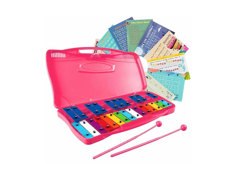 Akiudex 25-Note Portable Xylophone with Rainbow Keys and Carrying Case