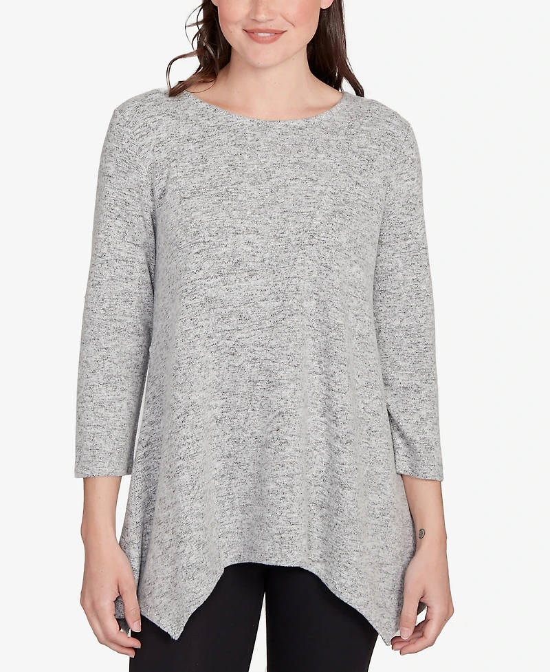 Ruby Rd. Petite Solid Spliced Cozy Knit Top