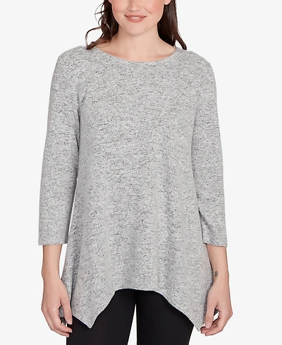 Ruby Rd. Petite Solid Spliced Cozy Knit Top