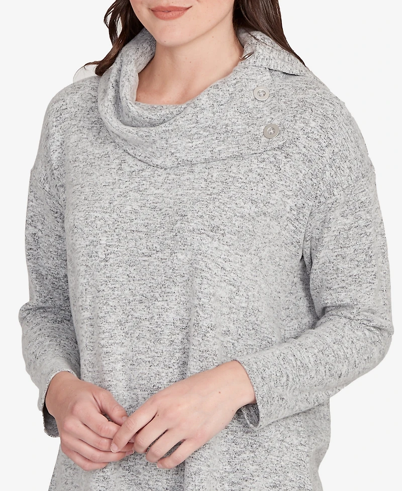 Ruby Rd. Petite Heather Cozy Knit Split Cowl Top