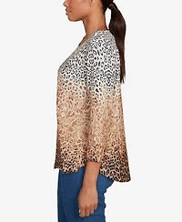 Ruby Rd. Petite Embellished Animal Print Cozy Top