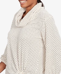 Ruby Rd. Petite Honeycomb Chenille Cowl Neck Top