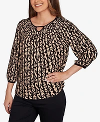 Ruby Rd. Petite Gored Texture Animal Print Sweater