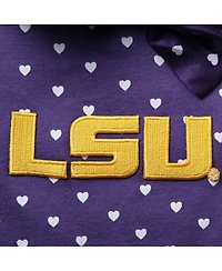 Two Feet Ahead Girls Baby Boys and Purple Lsu Tigers Hearts Bodysuit Headband Set