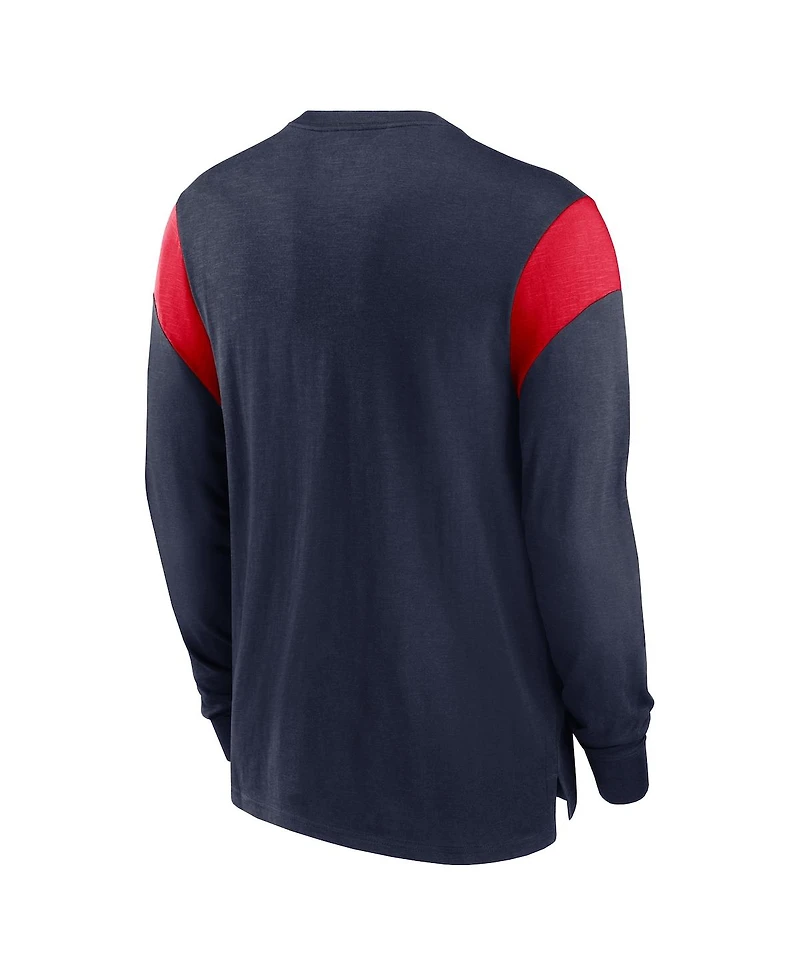 Nike Men's Heather Navy New York Giants Rewind Playback Helmet Long Sleeve T-Shirt