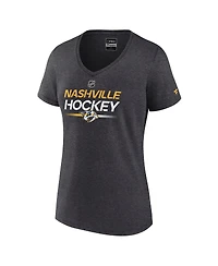 Fanatics Women's Heather Charcoal Nashville Predators Authentic Pro Primary V-Neck T-Shirt