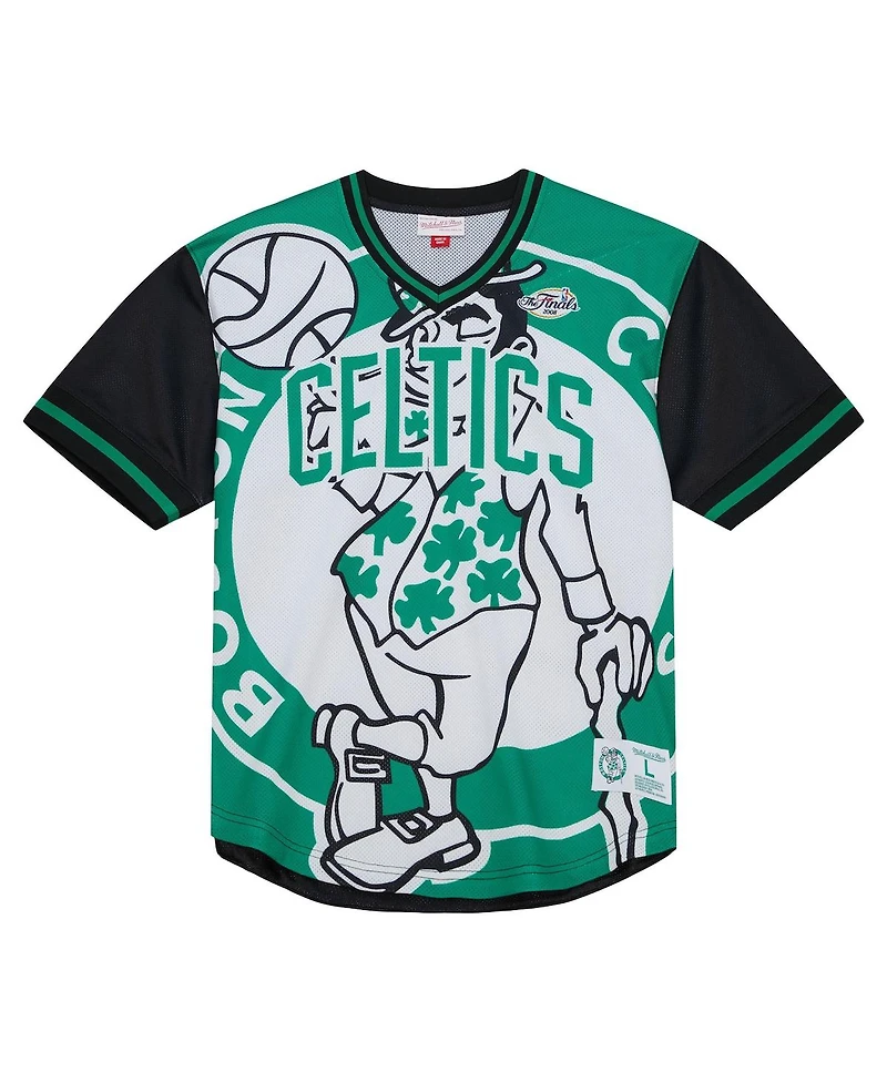 Mitchell & Ness Men's Kelly Green Boston Celtics Jumbotron 3.0 Mesh V-Neck T-Shirt