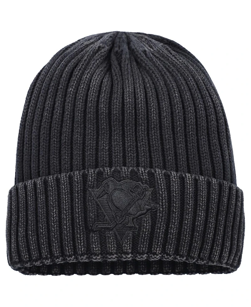 Fanatics Men's Black Pittsburgh Penguins Authentic Pro Road Cuffed Knit Hat