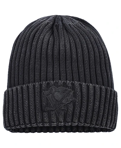 Fanatics Men's Black Pittsburgh Penguins Authentic Pro Road Cuffed Knit Hat
