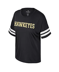 Colosseum Women's Black Iowa Hawkeyes Treasure Oversized Sequin T-Shirt