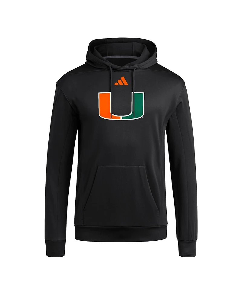 Adidas Men's Black Miami Hurricanes Locker Logo Fleece Pullover Hoodie