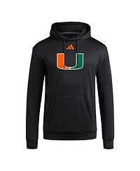 Adidas Men's Black Miami Hurricanes Locker Logo Fleece Pullover Hoodie