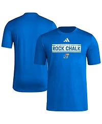 Adidas Men's Royal Kansas Jayhawks Locker Slogan Pre-Game T-Shirt