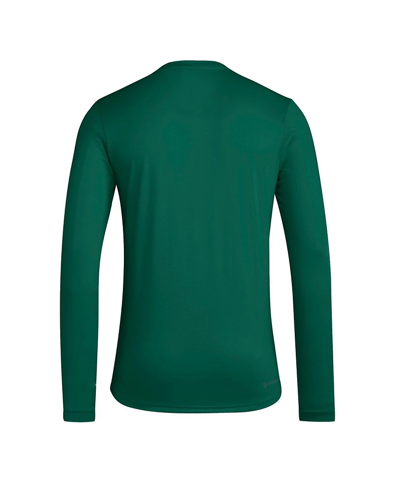 Adidas Men's Green Miami Hurricanes Locker Practice Football Pre-Game Long Sleeve T-Shirt