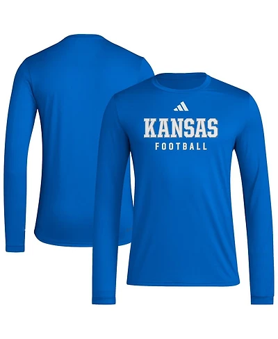 Adidas Men's Royal Kansas Jayhawks Locker Practice Football Pre-Game Long Sleeve T-Shirt