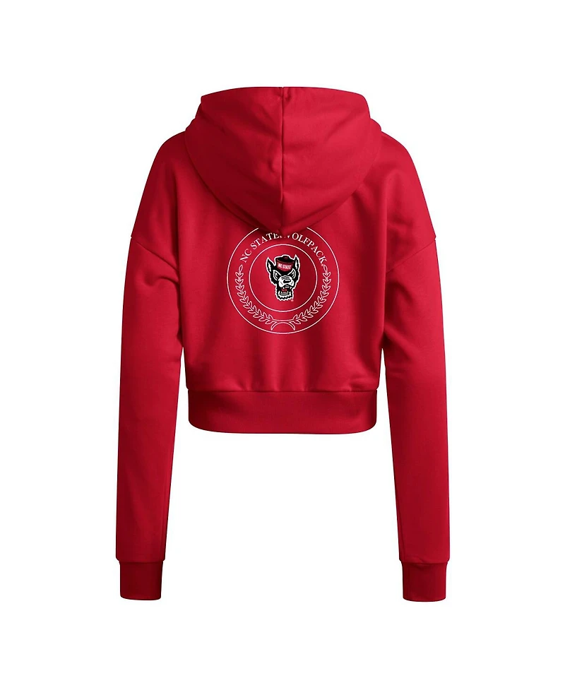 Adidas Women's Red Nc State Wolfpack Campus Queen Cropped Pullover Hoodie