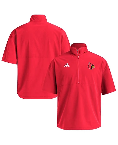 Adidas Men's Red Louisville Cardinals Woven Quarter-Zip Short Sleeve Pullover