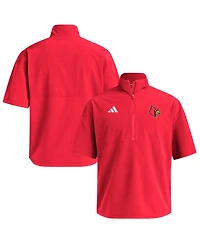 Adidas Men's Red Louisville Cardinals Woven Quarter-Zip Short Sleeve Pullover