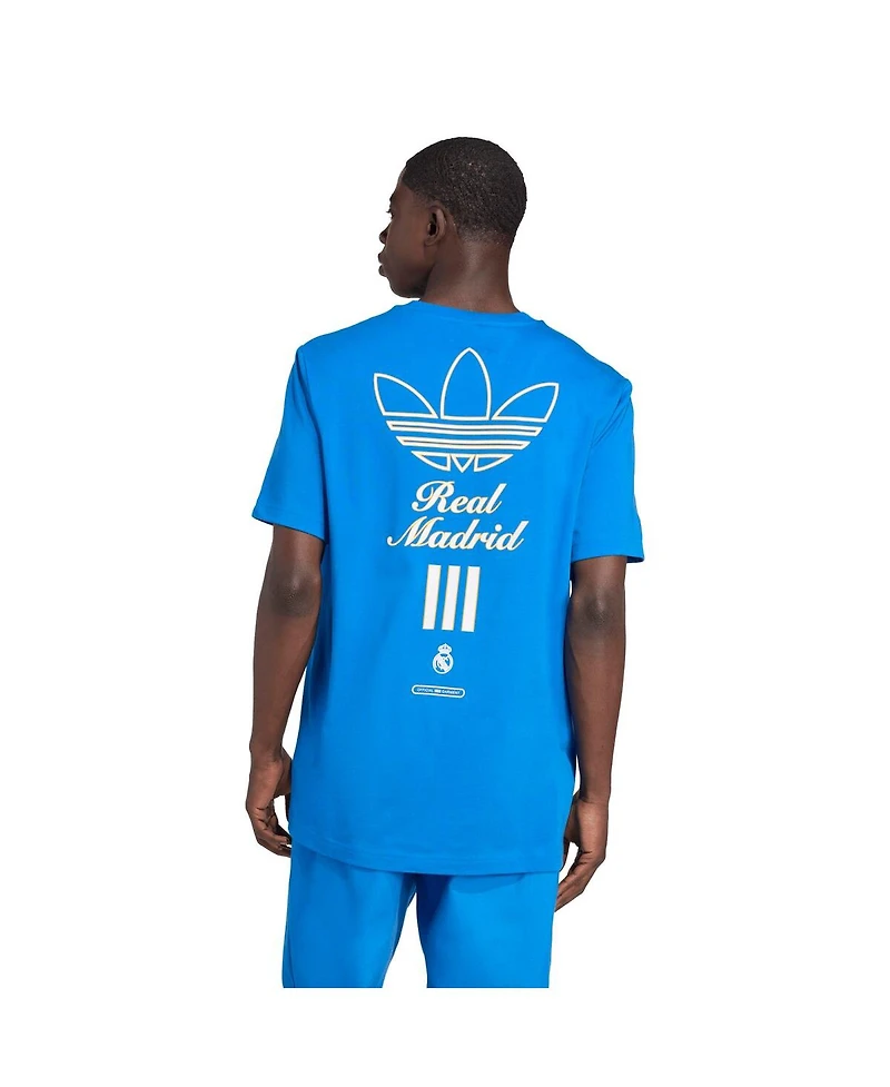 Adidas Men's Blue Real Madrid Terrace Icons Collection Graphic T-Shirt