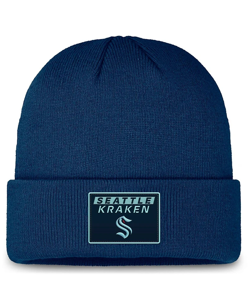 Fanatics Men's Deep Sea Blue Seattle Kraken Authentic Pro Cuffed Knit Hat