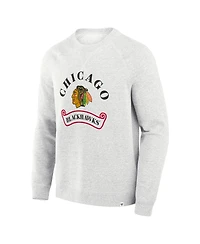 Fanatics Men's Heather Gray Chicago Blackhawks Banner Fleece Raglan Pullover Sweatshirt