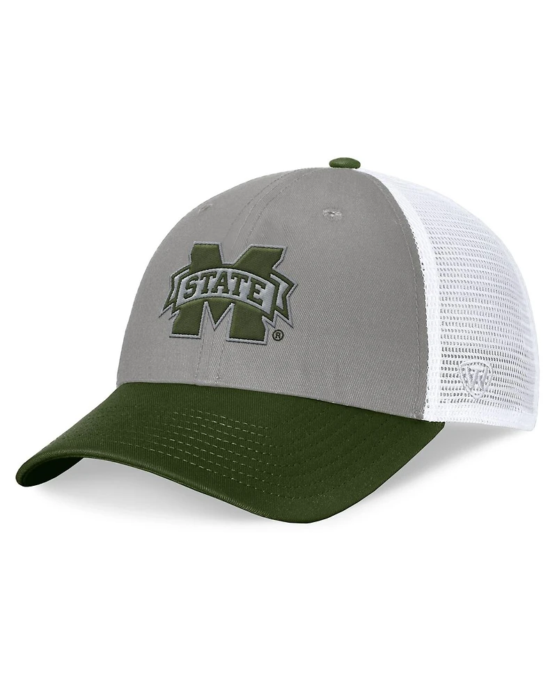 Top of the World Men's Gray/Green Mississippi State Bulldogs Oht Military Appreciation Badge Trucker Adjustable Hat