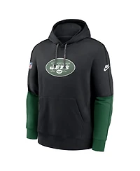 Nike Men's Black New York Jets Throwback Logo Club Tri-Blend Pullover Hoodie