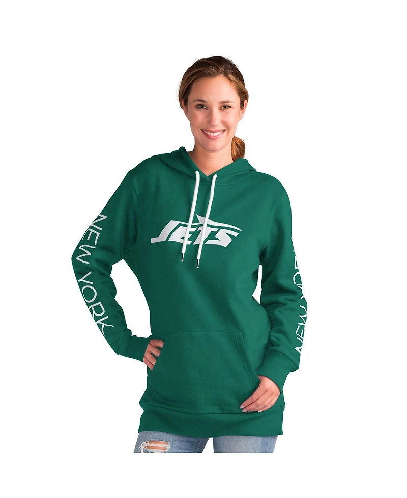 G-iii 4Her by Carl Banks Women's Green New York Jets Extra Inning Pullover Hoodie